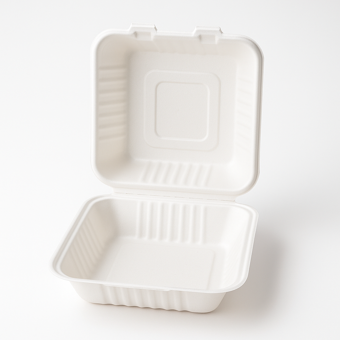 Single-compartment sugarcane menuboxes 23x23x7.5 cm